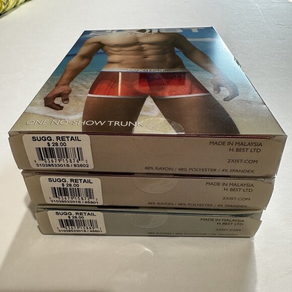 3 PACK 2(X)IST Men Beach Stripe No-Show Trunk Underwear - SMALL - Picture 7 of 7